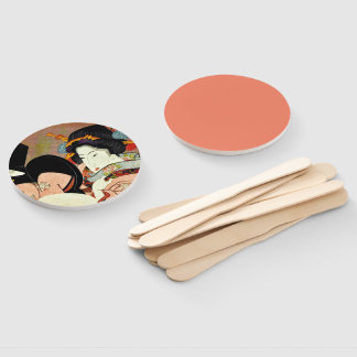 Mooie vrouw in spiegel door Utagawa Kunimaru Handwaaier