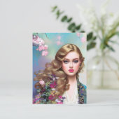 Mooie vrouw in voorjaar Briefkaart (Staand voorkant)