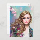 Mooie vrouw in voorjaar Briefkaart (Voorkant / Achterkant)