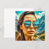 Mooie Vrouw in Zonnebril Bergreflectie (Voorkant / Achterkant)