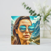 Mooie Vrouw in Zonnebril Bergreflectie (Staand voorkant)