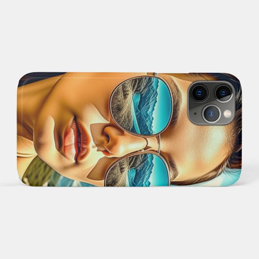 Mooie Vrouw in Zonnebril Bergreflectie Case-Mate iPhone Case (Achterkant (horizontaal))