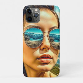 Mooie vrouw in zonnebril bergreflectie Case-Mate iPhone case