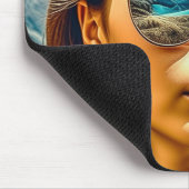 Mooie Vrouw in Zonnebril Bergreflectie Muismat (Hoek)