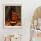 Mooie Vrouw Indische Digitale Kunst Portret Saree Poster