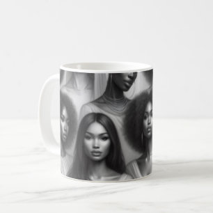Mooie vrouw koffiemok