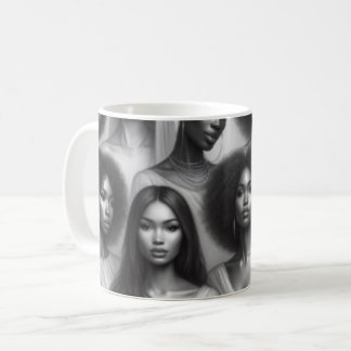 Mooie vrouw koffiemok