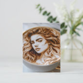 Mooie vrouw Latte Art Briefkaart (Staand voorkant)