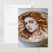 Mooie vrouw Latte Art Briefkaart (Voorkant / Achterkant)