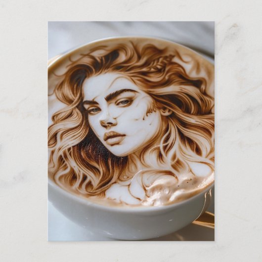 Mooie vrouw Latte Art Briefkaart (Voorkant)