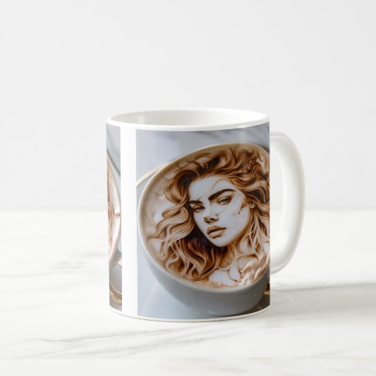 Mooie vrouw Latte Art Koffiemok (Voorkant rechts)