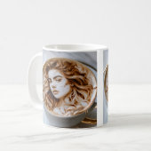 Mooie vrouw Latte Art Koffiemok (Voorkant links)