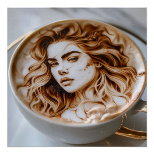 Mooie vrouw Latte Art Perfect Poster