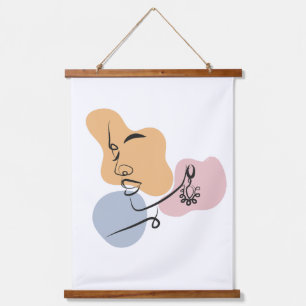 Mooie vrouw lijn kunst hangend wandkleed