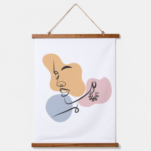 Mooie vrouw lijn kunst hangend wandkleed (Voorkant)