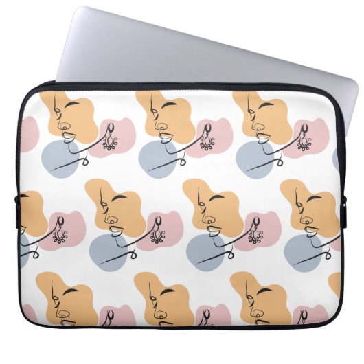 Mooie vrouw lijn kunst laptop sleeve (Voorkant)