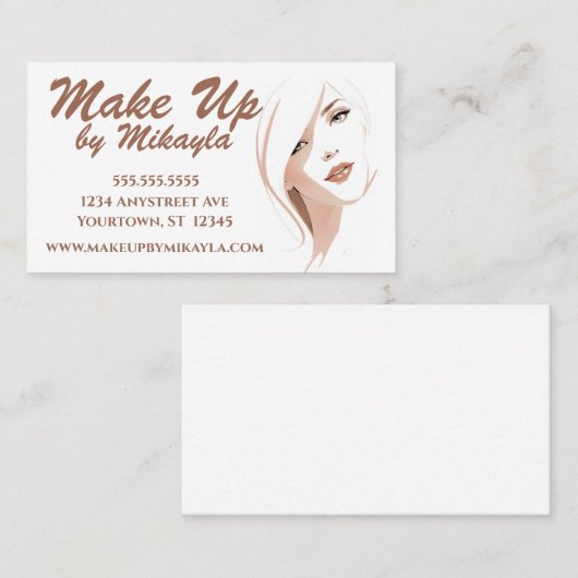 Mooie vrouw make-up stylist cosmetica haar visitekaartje (Voorkant / Achterkant)