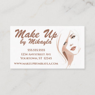 Mooie vrouw make-up stylist cosmetica haar visitekaartje