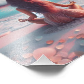 Mooie vrouw mediteren op strand blanco foto afdruk (Hoek)