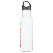 Mooie vrouw mediteren op strand blanco waterfles  (Achterkant)