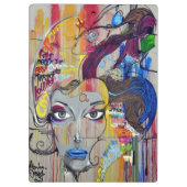 Mooie vrouw met blauwe lippen graffiti klembord (Achterkant)