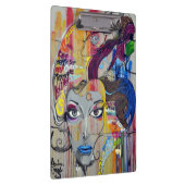 Mooie vrouw met blauwe lippen graffiti klembord (Rechts)