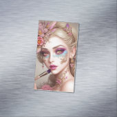 Mooie vrouw met bloemen magnetisch visitekaartje (Voorbeeld)