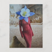 Mooie vrouw met bloemenkop collage briefkaart (Voorkant)