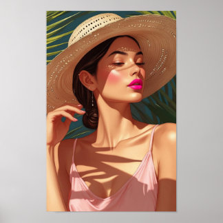 Mooie vrouw met blos poster