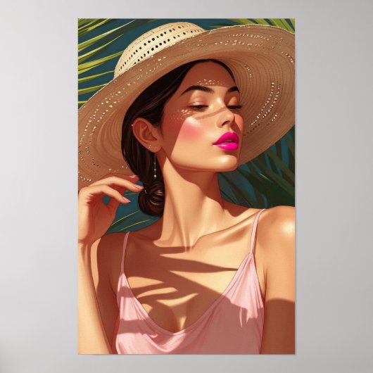 Mooie vrouw met blos poster (Voorkant)