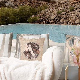 Mooie vrouw met Boho Flowers Kussen