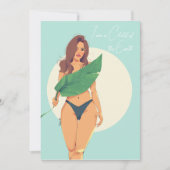 Mooie vrouw met een groot blad feestdagenkaart (Voorkant)