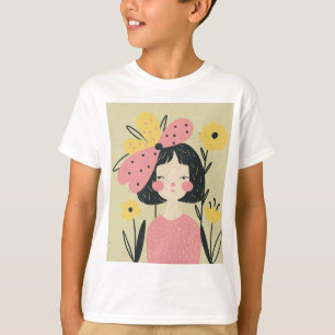 mooie vrouw met een roze bloem	 t-shirt
