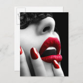 Mooie Vrouw met het Zwarte Masker van het Kant Briefkaart (Voorkant / Achterkant)