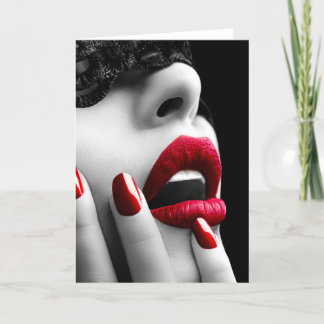 Mooie Vrouw met het Zwarte Masker van het Kant Kaart