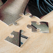 Mooie Vrouw met Hoofdtelefoon in Zonnebloemen Legpuzzel (Zijkant)