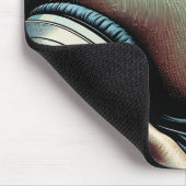 Mooie Vrouw met Hoofdtelefoon in Zonnebloemen Muismat (Hoek)