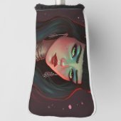 Mooie vrouw met hoorns en rode lippenstift golfheadcover (Draai 90)