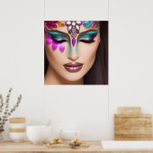 Mooie Vrouw met Jeweled Face Make-up Poster (Keuken)