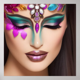 Mooie Vrouw met Jeweled Face Make-up Poster