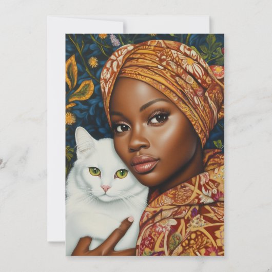 Mooie vrouw met kat kaart (Voorkant)