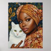 Mooie vrouw met kat poster (Voorkant)