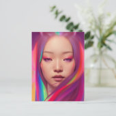 Mooie vrouw met kleurrijk haar briefkaart (Staand voorkant)