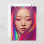 Mooie vrouw met kleurrijk haar briefkaart (Voorkant / Achterkant)