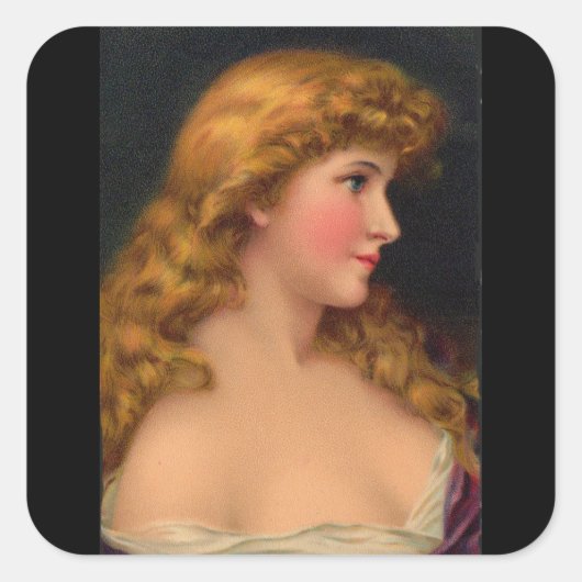 mooie vrouw met lang haar vierkante sticker (Voorkant)
