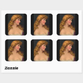 mooie vrouw met lang haar vierkante sticker (Vel)