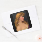 mooie vrouw met lang haar vierkante sticker (Envelop)
