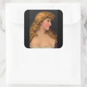 mooie vrouw met lang haar vierkante sticker (Tas)