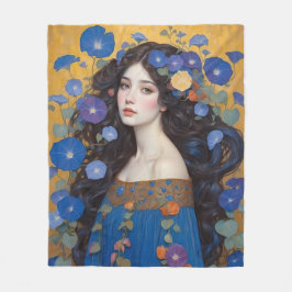 Mooie vrouw met ochtendglorie fleece deken