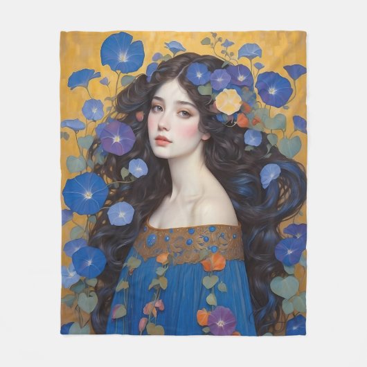 Mooie vrouw met ochtendglorie fleece deken (Voorkant)